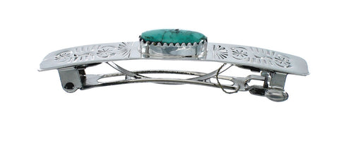 Navajo Native American Turquoise Sterling Silver Hair Barrette X11299